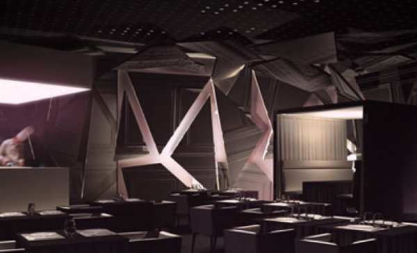 Cafe dengan tema musik dan musisi, menghadirkan suasana gelap panggung konser